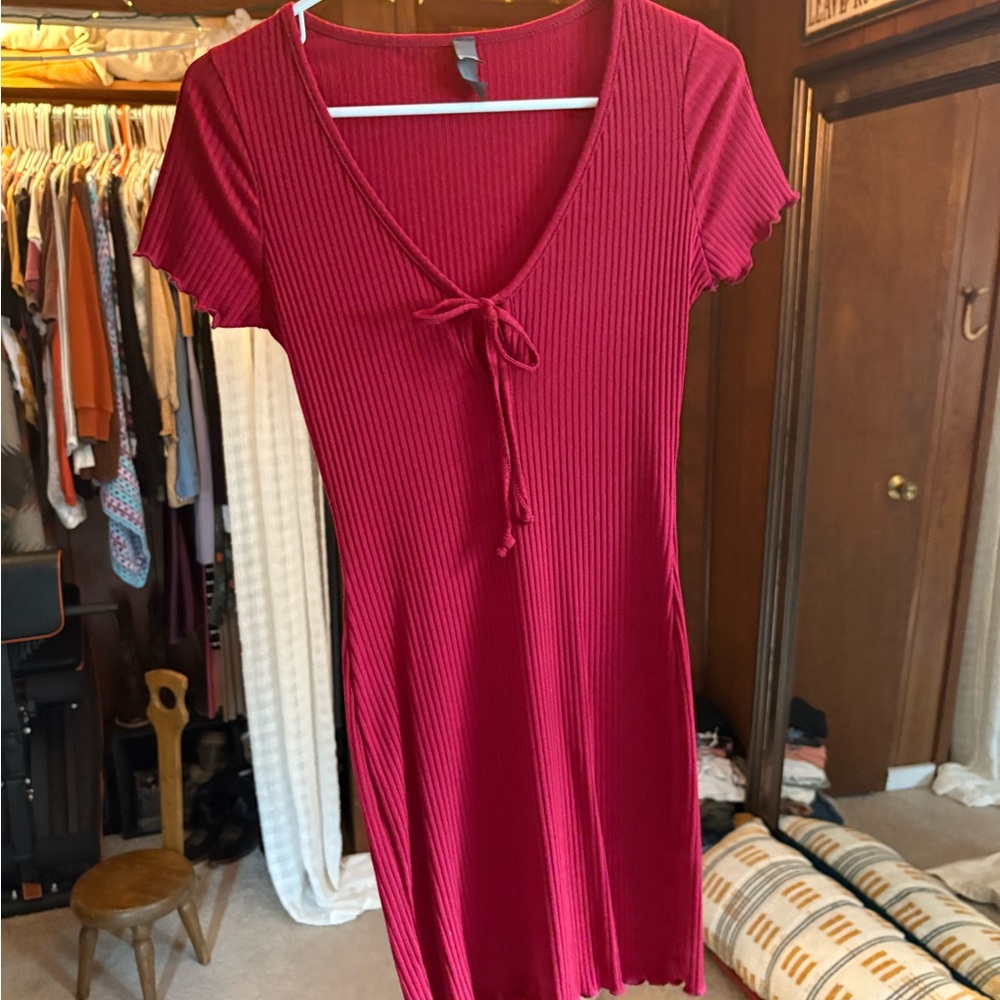 Alya Burgundy Ribbed Dress